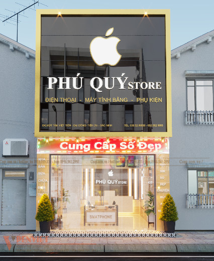 Thiết kế mặt tiền cửa hàng điện thoại Phú Quý