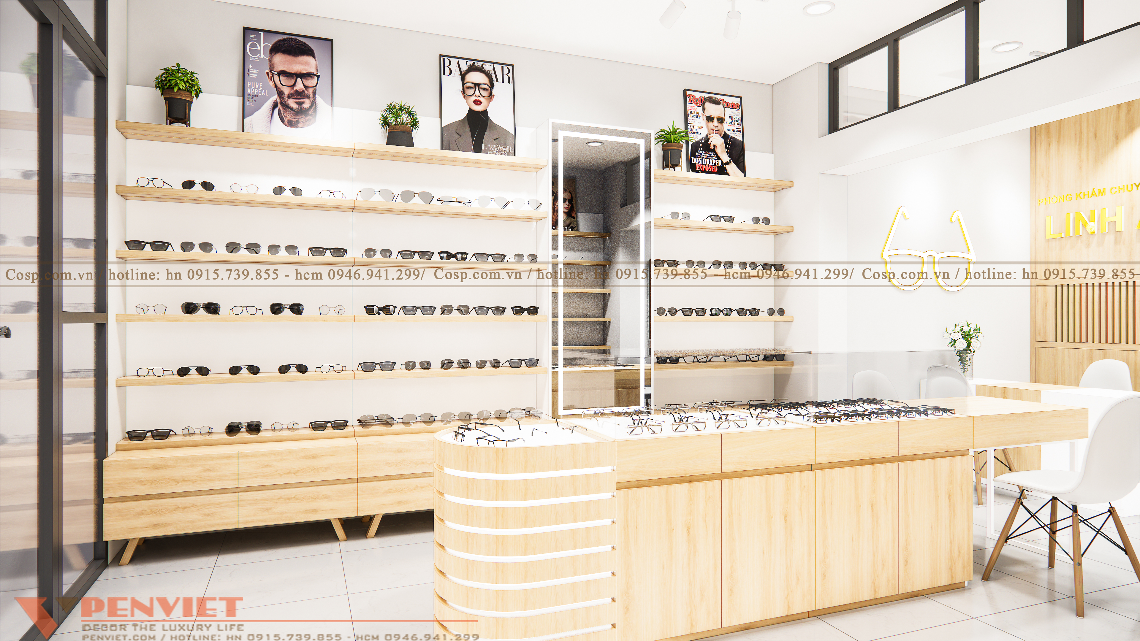 Khu vực trưng bày sản phẩm của thiết kế shop thời trang kính mắt Linh Anh - 5