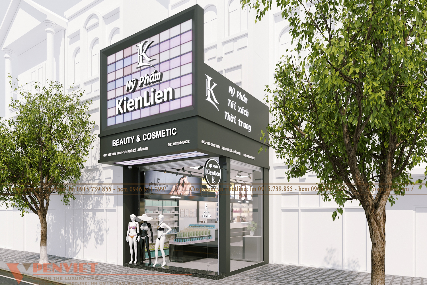 ​Thiết kế cửa hàng mỹ phẩm KienLien tại Phủ Lý, Hà Nam