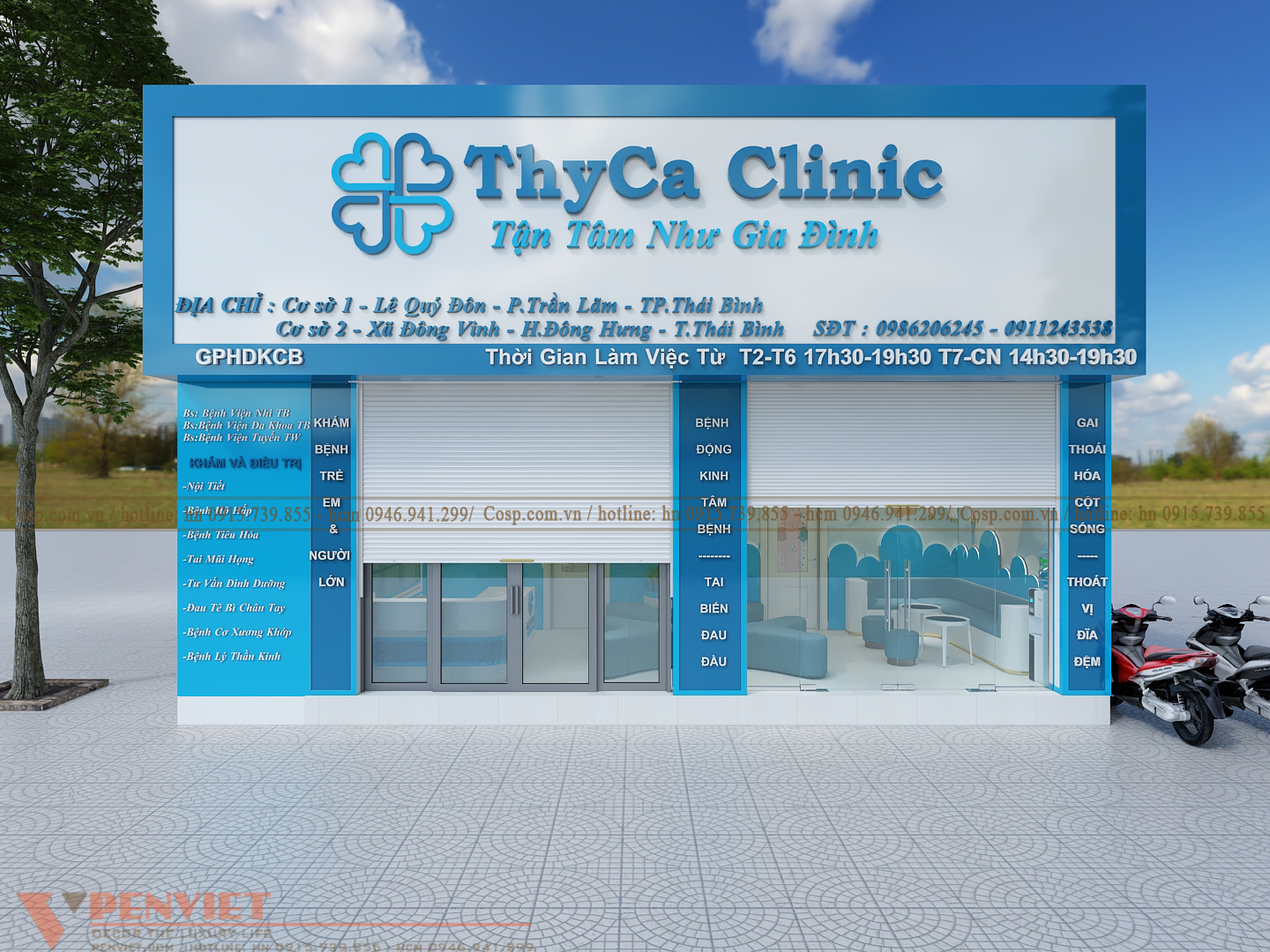 Thiết kế mặt tiền phòng khám nhi thyca clinic