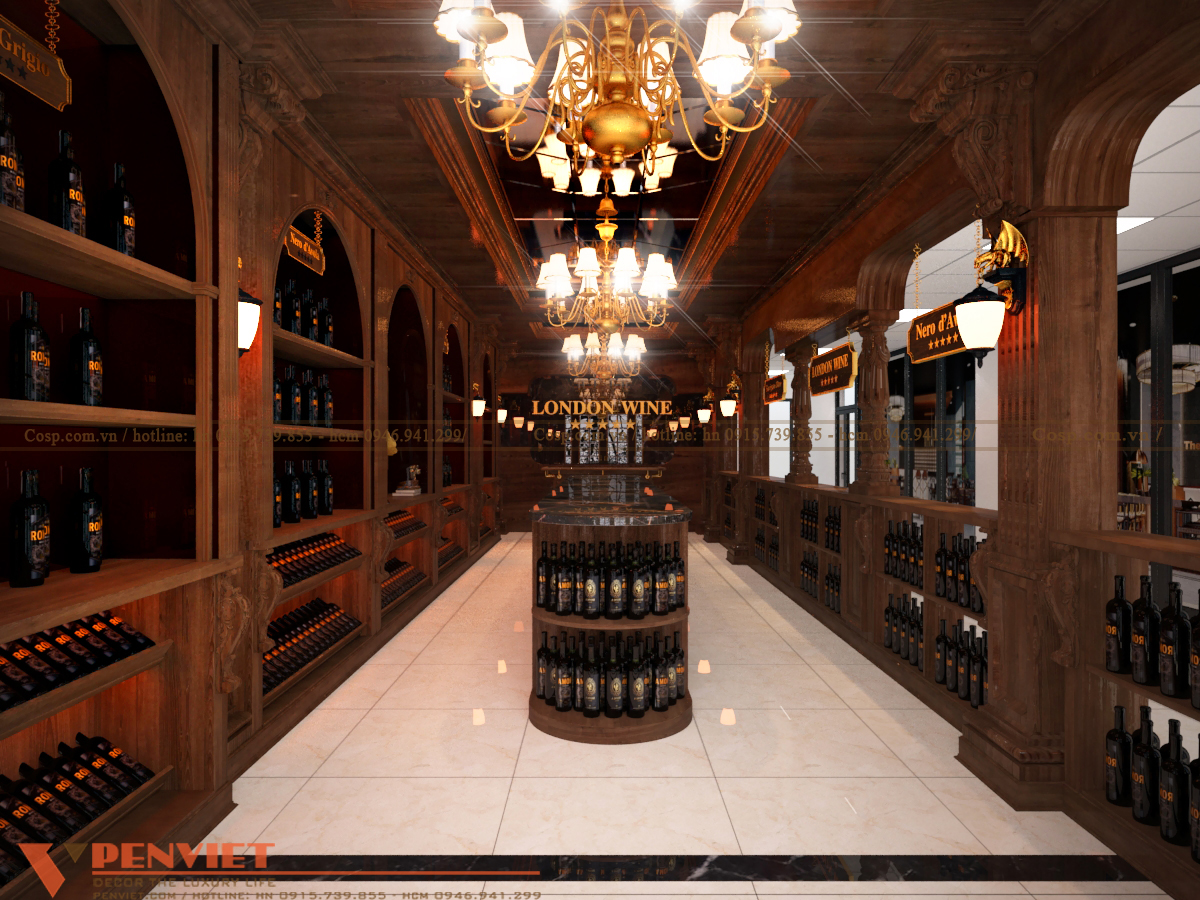 Thiết kế nội thất showroom rượu london wine