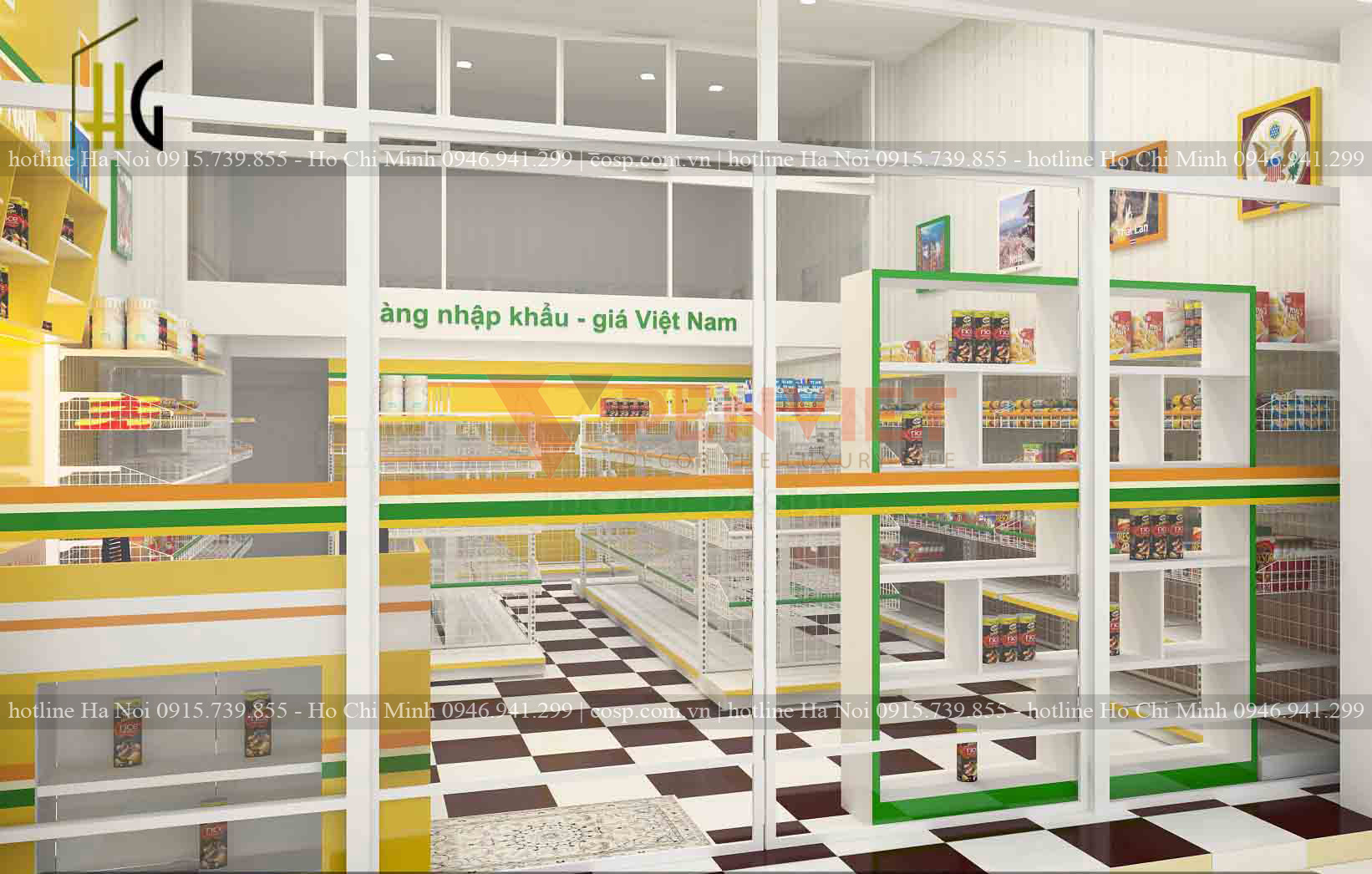 Thiết kế nội thất siêu thị mini khang nam