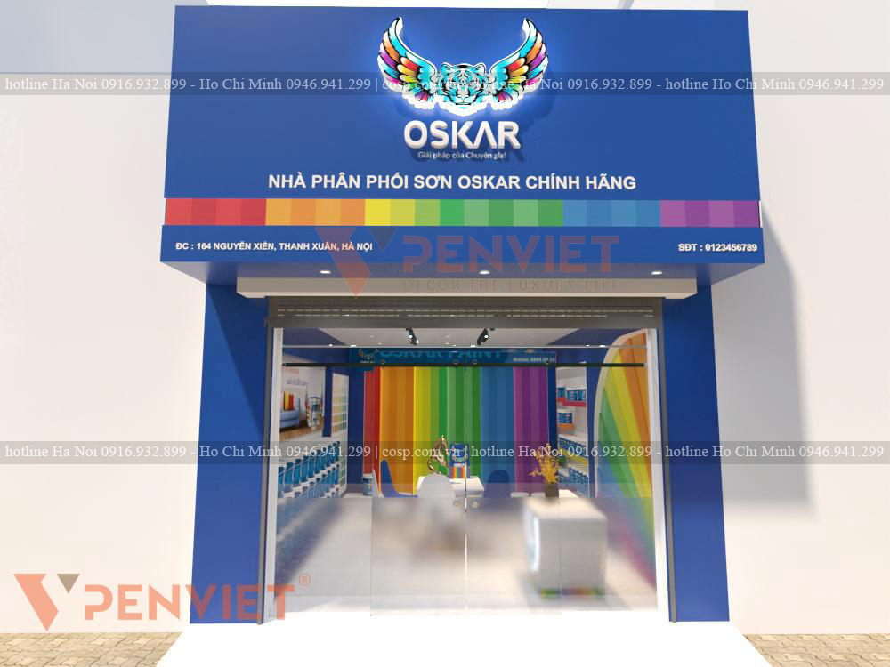 Thiết kế mặt tiền cửa hàng sơn OSKAR