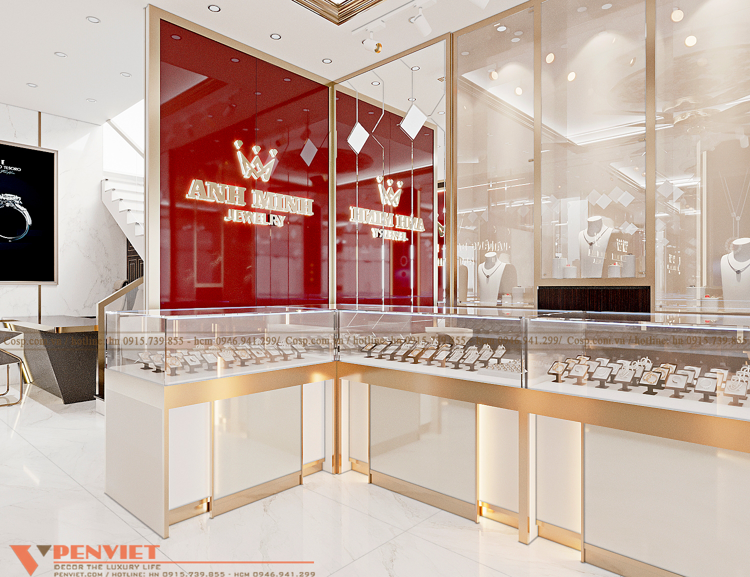 thiết kế nội thất tiệm vàng phong cách hiện đại