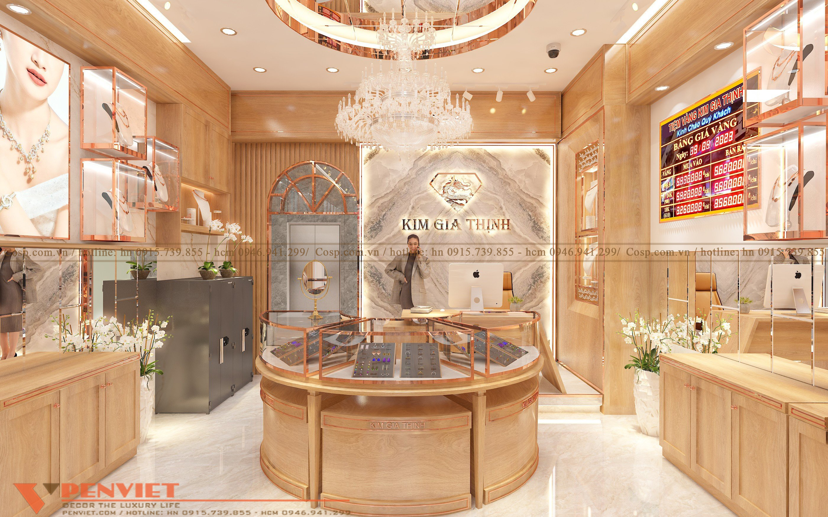 Thiết kế nội thất tiệm vàng Kim Gia Thịnh