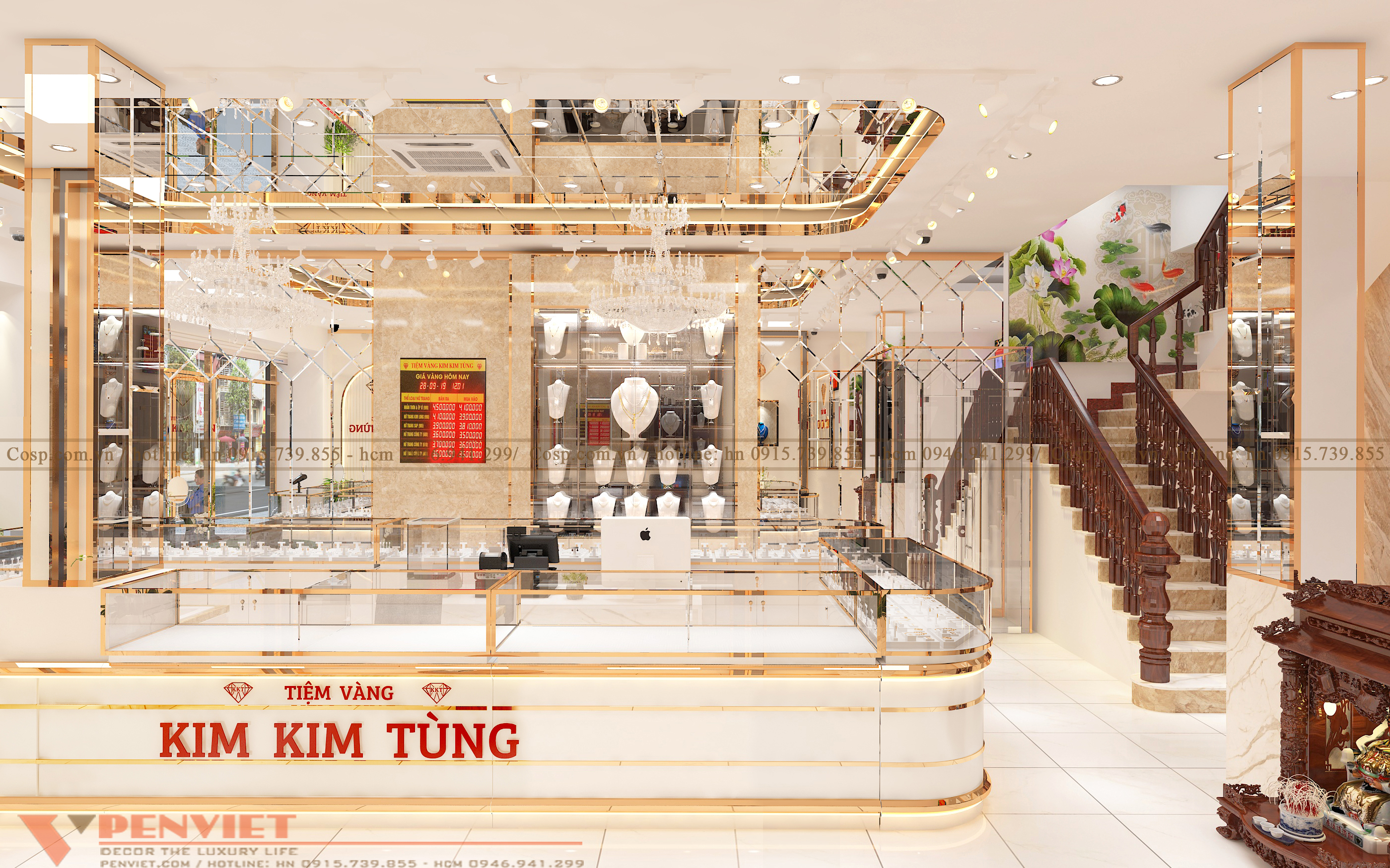 Thiết kế nội thất tiệm vàng Kim Kim Tùng