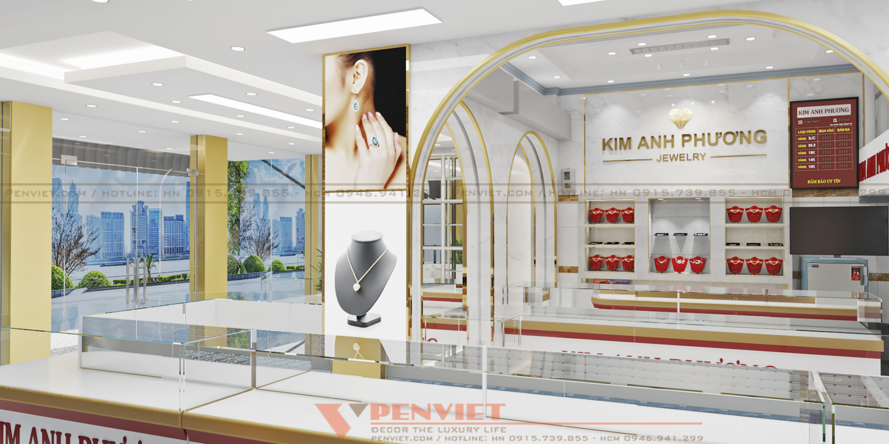 Thiết kế cửa hàng vàng Kim Anh Phương