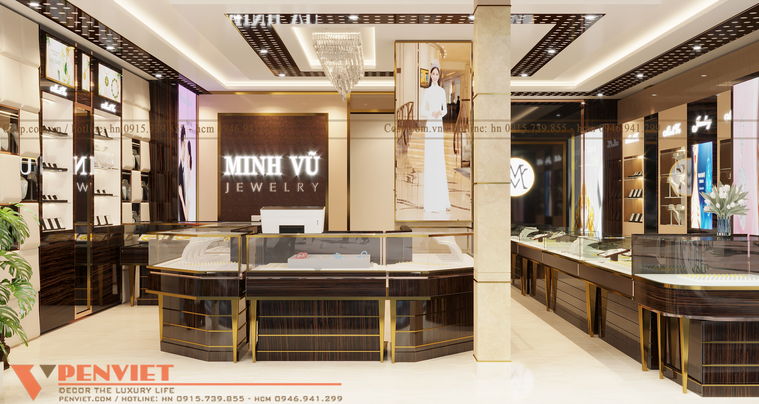 Thiết kế cửa hàng trang sức Minh Vũ